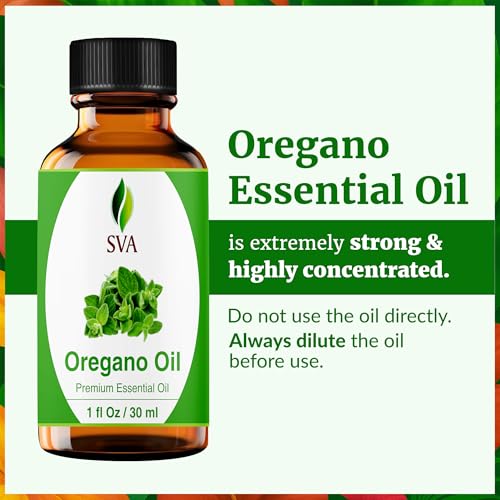 Image of SVA Oregano Essential Oil, Glass Bottle with Dropper, 1 Fl Oz (30 ml) | Oregano Oil for Oral Care, Diffuser, Humidifier, Body Massage, Home Fragrance, Soap Making, Candle Making & DIY Projects