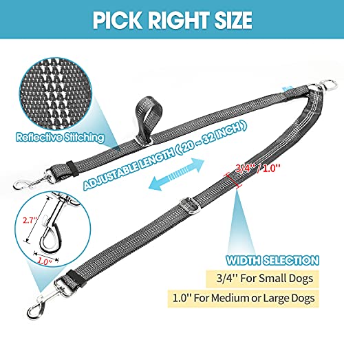 Baapet Double Dog Leash Splitter, Tangle Free Dual Dog Leash Coupler, Two Dog Walking And Training Extension For Small Medium Or Large Dogs (3/4'' X 20~32 Inch, Black) #TOP4