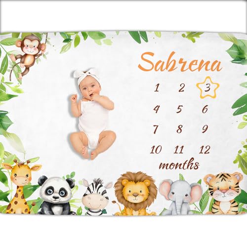 WOOD MEETS COLOR Couverture personnalisée bébé étapes Mois,75X100-Baby20