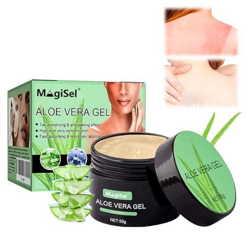 Gel de Aloe Vera, Aloe Vera Gel, Crema Hidratante, 50g, Para Cara, Cuerpo y Cabello, Para Quemaduras Solares, Acné, Rojeces y Piel Seca, Calma, Antioxidante, Refuerza La Barrera Cutánea