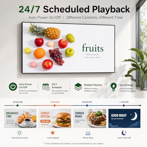 Image of 32inch Digital Signage, 1000nits High Brightness Advertising Display, Slim Fit Frameless LCD Monitor, CMS Remote Publishing, 24 /7 Operation, Smart Split Screen Play, HDMI /USB /WiFi /Android System