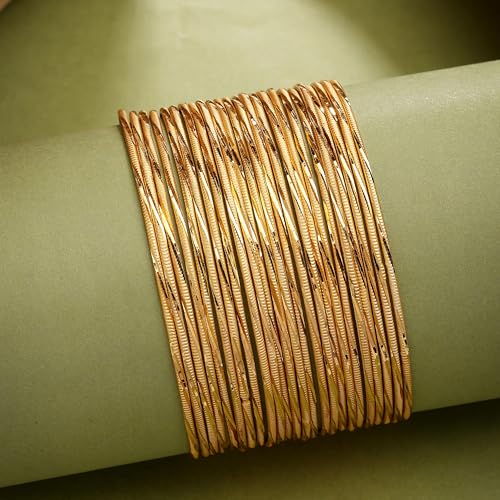 Image of ZENEME One Gram Gold Plated Set of 12 Traditional Bangles for Women and Girls