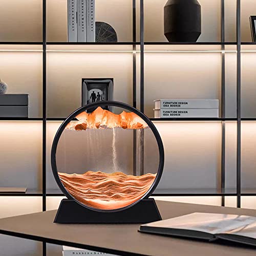 Arthink Moving Sand Art Picture,Liquid Motion 3D Sea Sandscape in Motion Display, Flowing Sand Frame Desktop Art Bookshelves Home Office Decoration (12 inch, Orange) by Arthink - Used condition - Image 2