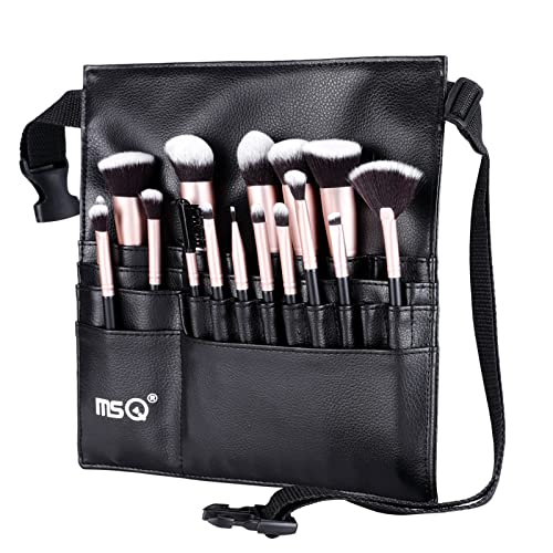 MSQ 23 Pockets Professional Cosmetic Makeup Brush Bag with Adjustable Artist Belt Strap Multi Pockets PU Leather Portable Cosmetic Brush Holder Organizer (Brush Not Included)3