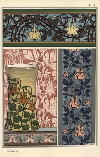Lienzo Fiore di aquilegia de Eugene Grasset, cuadro de alta calidad artística en 60x90cm