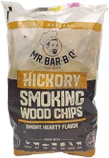 Mr. Bar-B-Q 05011Z Wood Smoker Chips (Hickory) | Smoky & Fruity Flavor | Made from 100% Hardwood | All Natural Hickory Wood Chips | 1.6 Pound Bag 179 Cu. In | Works with Smokers, Gas & Electric Grills