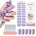 Kalolary 20PCS Gel Nagellack Aufkleber, Lila Full Wraps Nagelaufkleber UV / LED-Lampe Erforderlich Cured Gel Nail Strips mit Nagelfeile und Stick für Frauen Mädchen Nageldekoration - I