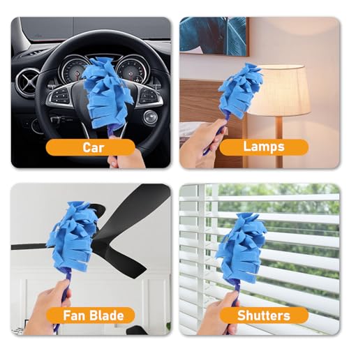 Image of 14 PCS 360 Fleece Duster Refills with 2 Handle for Swiffer, Reusable Duster Refills Heavy Duty Compatible with Swiffer Hand Duster (12 Pack-Mixed Color)