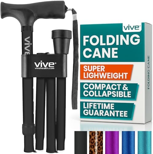 Vive Folding Cane - Foldable Walking Cane for Men, Women - Fold-u...