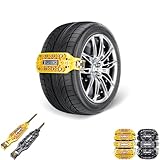 Thickened Anti-Slip Tire Chains, Car Snow Chains for Tires, Suitable for Tires 165~265, Ice Breaking and Anti-Skid, Tool-Free Installation (Yellow,2Pcs)