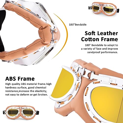 Image of Peicees Vintage Helmet Goggles Motorcycle Goggles Bike Motorcross Pilot Goggle