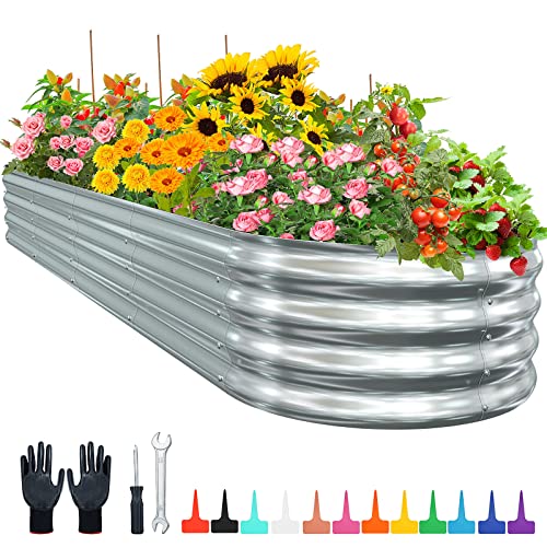 9 In 1 Anti-Rust Galvanized Raised Garden Bed Kit, 8×4×1Ft Raised Garden Beds Outdoor With Support Metal Rope & Tags, Easy To Diy & Clean Galvanized Metal Raised Planter Box For Flower Fruit Vegetable #TOP14