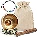 Koogel Juego de cuenco tibetano, 8 cm, dorado, para terapia de sonido, con mazo, cojín y pulsera de piedras de tratamiento, para relajación, yoga, reducción de ansiedad