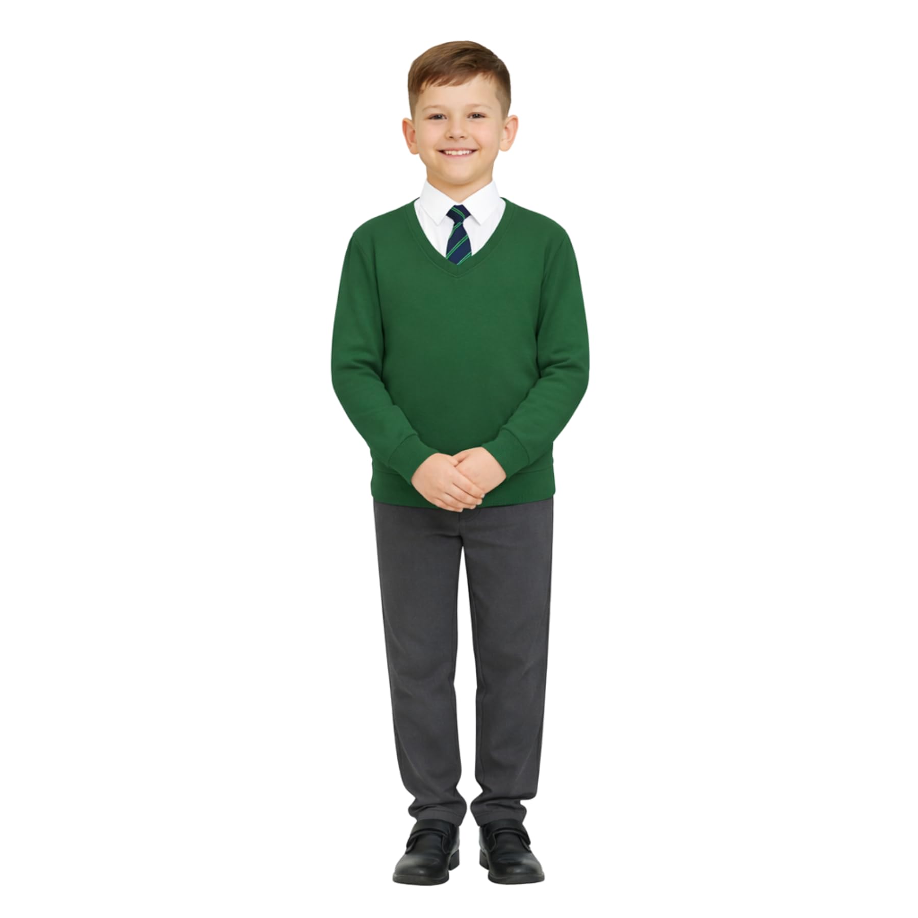 A2z 4 Kids Boys Green Kids School Jumper V Neck Sweatshirt - V Neck Jumper 13-14