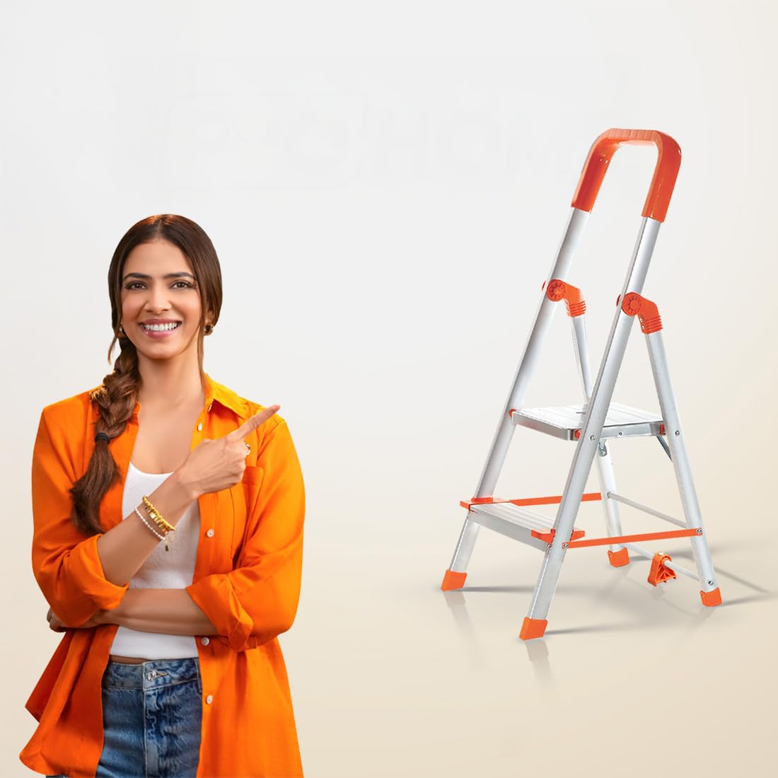 PRO HOME 2 Step Ladder/Aluminium Ladder for Home - 𝐋𝐢𝐠𝐡𝐭𝐰𝐞𝐢𝐠𝐡𝐭 𝐚𝐧𝐝 𝐒𝐭𝐫𝐨𝐧𝐠 with 5 Years Warranty-picture-36