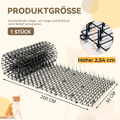 Kyrieval 30 x 200 cm Dornengitter Gegen Katzen, Katzengitter, Katzenabwehrmatte, Katzenabwehr Garten, Anti-Katzen-Katzenschreck für Garten