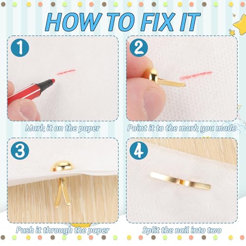 JIYIN 200 Stück Mini Brads, Runde Musterbeutelklammern Metall Rundkopfklammern Musterklammern Briefklammern für DIY Handarbeiten, Dekoration und Handwerk