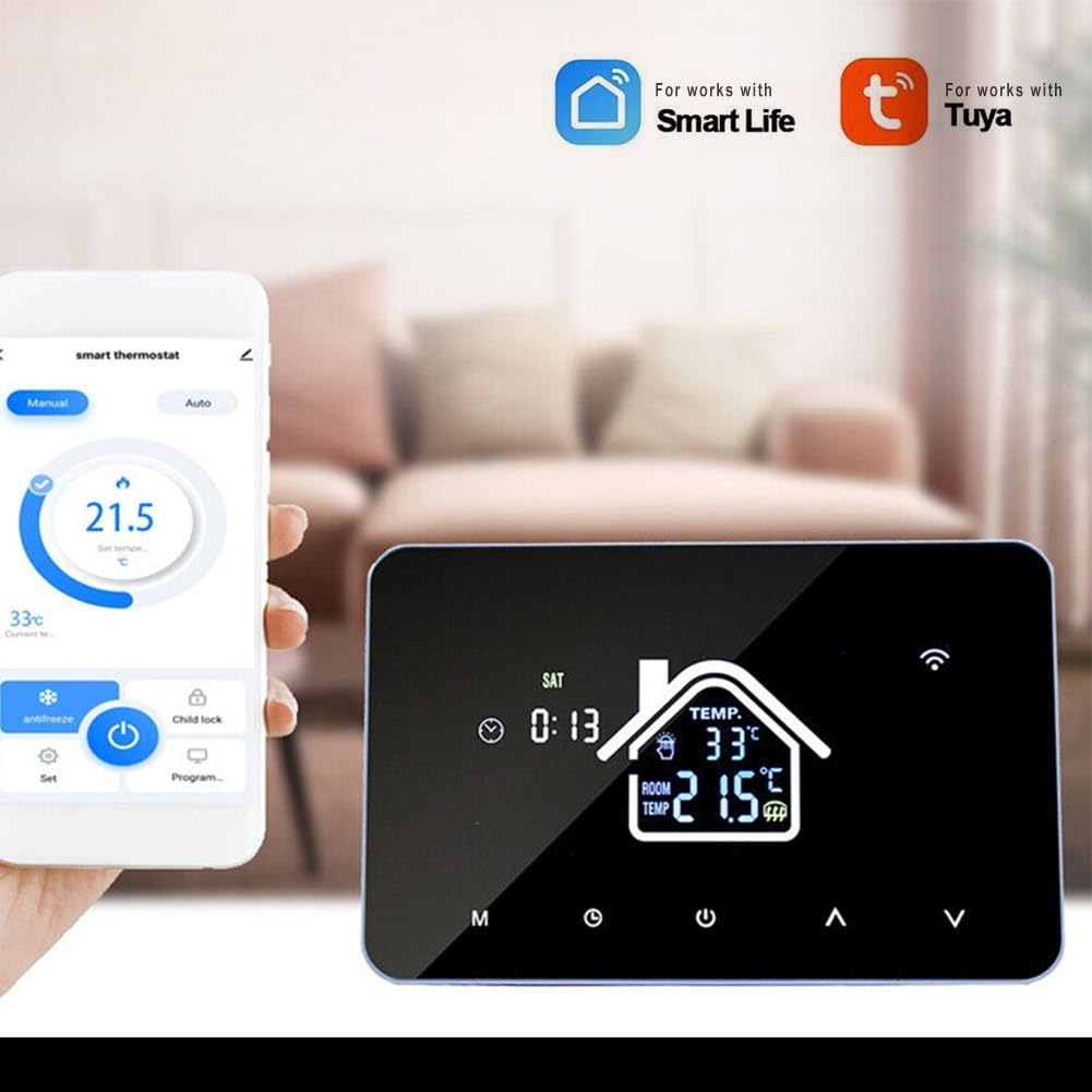 Termostato Intelligente Per Riscaldamento A Pavimento 16A – Manopola Girevole, Controllo Remoto Con App E Comando Vocale (Alexa/Yandex)