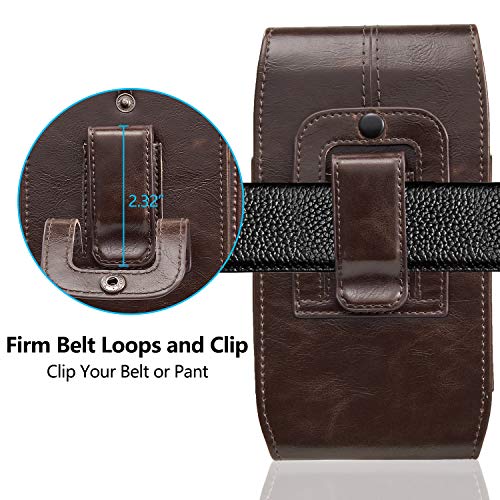 Suily Leather Phone Holster, [Upgraded] Large Size Phone Belt Holster With Additional Card Slot For Iphone Xs/8 Plus/7 Plus/ 6 Plus/Galaxy S10/S9/Note8 (Brown 2) #TOP5