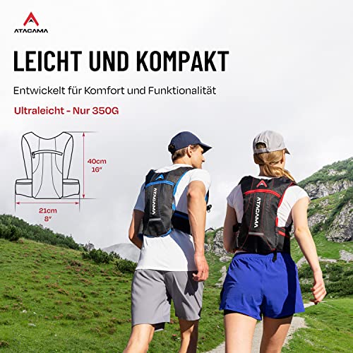 ATACAMA Laufrucksack ohne Blase zum Laufen und Fahrrad Fahren 2l rot/blau - wasserdicht, reflektierend, leicht… – Ansicht 4
