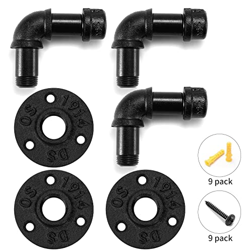 Home Tzh Bathroom Towel Hooks For Hanging 3 Pack Vintage Industrial Pipe Towel Holder Black Wall Mounted Heavy Duty Hook Decorative For Farmhouse Kitchen (3, Black) #TOP1