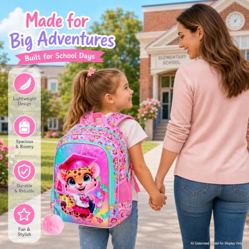 Image of AGSDON 3PCS Backpacks for Girls, 16 inch Elementary Kids Backpack Preschool School Bookbags and Lunch Box