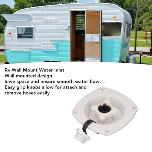 Image of RV Wall Mount Water Inlet Pressure Regulated City Water Entry with Quick Connector ABS Pressure Regulated Entry for Trailer Boat (White)