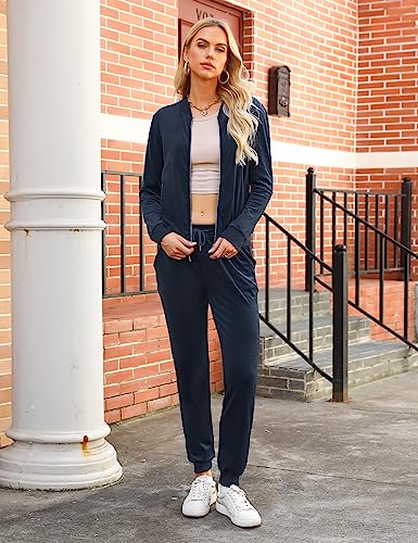 Totatuit Velour Tracksuit Womens Sweatsuit Set Long Sleeve Zip Up Jacket & Drawstring Sweatpants Outfit3