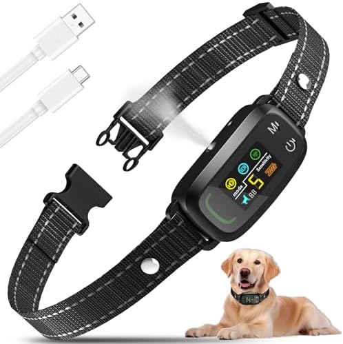 Anti Bark Collar for Dogs, No Shock Citronella Dog Collar, Rechargeable Stop Barking Device with 5 Adjustable Levels, Vibration/Sound/Spray 5 Modes Dog Training Collar for S/M/L Dogs