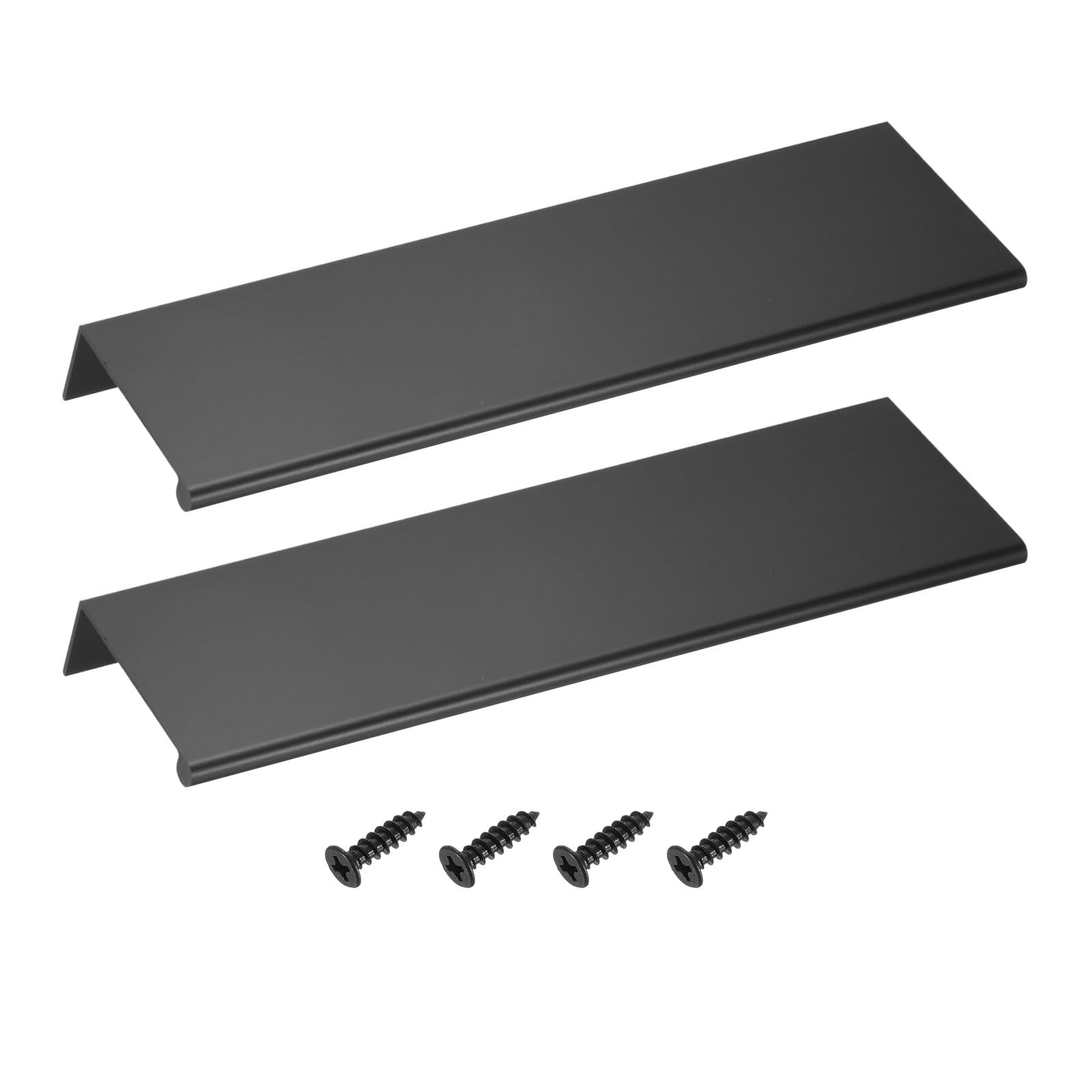sourcing map Cabinet Finger Edge Pull, 2pcs 200mm / 7.87" Aluminum Alloy Back Mount Hidden Drawer Edge Handles, Modern Concealed Tab Pulls for Home Kitchen Furniture, Black — image 1