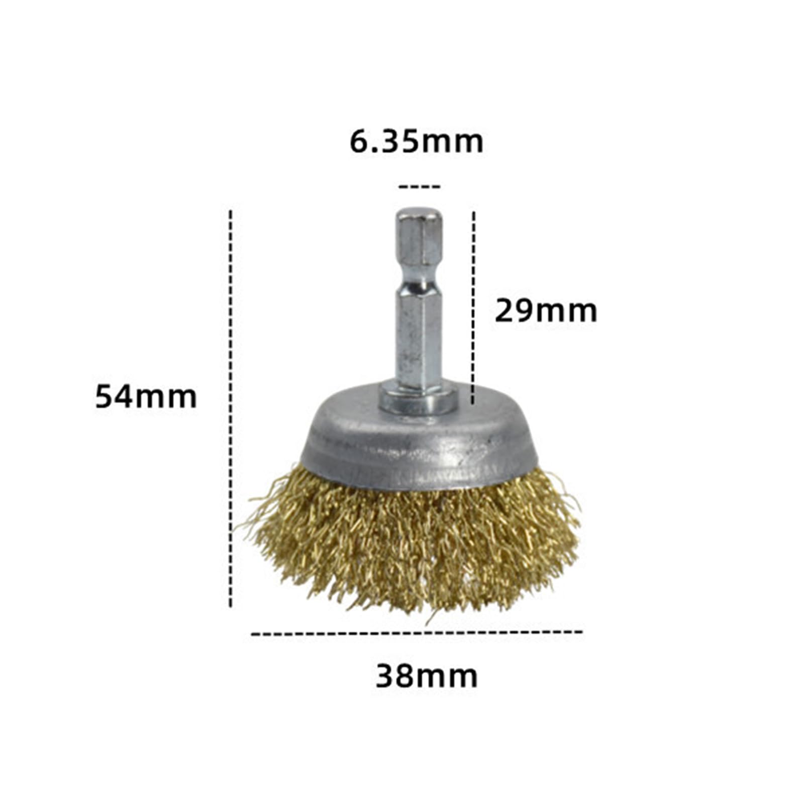 Cepillo de Alambre para Taladro 38mm con Mango Hexagonal de 6,35mm para Pulido y Eliminación de Óxido-Bowl Shape||30pcs