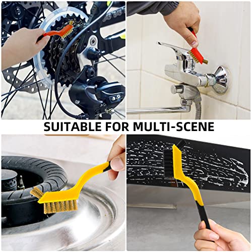 Image of Wire Brush Set,6 Pack 7inch Stainless Steel Wire Brush Scratch Brushes Set with Curved Handle Grip for Deep Cleaning Welding Slag Rust and Dust