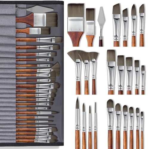 Paint Brush Set, Professional Paintbrushes with Palette Knife and Cloth