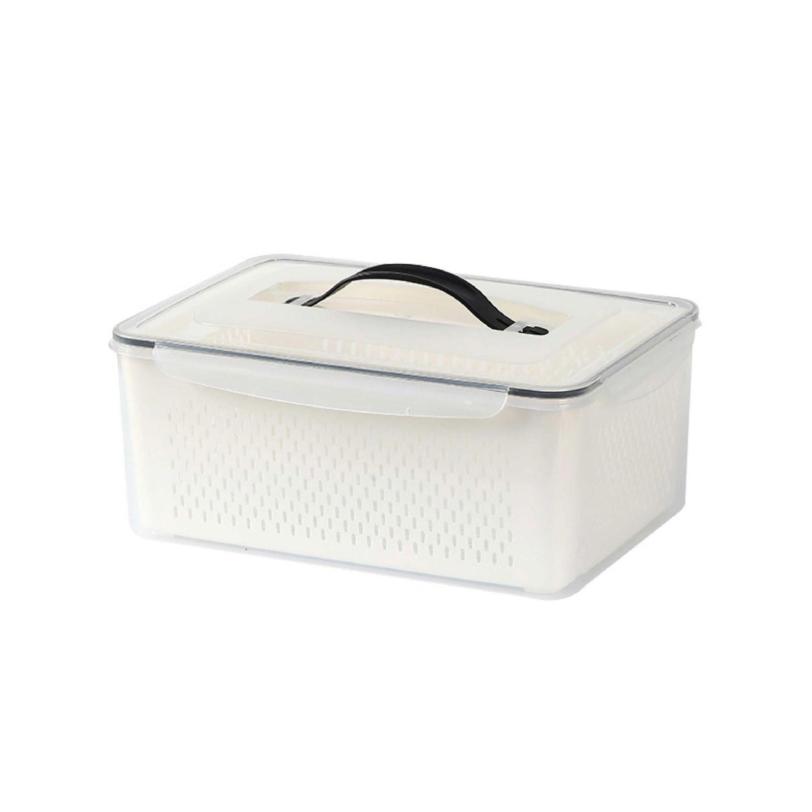 Jazuaiao Storage Box with Drain Basket Sealed Refrigerator Crisper Vegetable and Fruit Container Kitchen Organizer Filter for Washing Vegetables