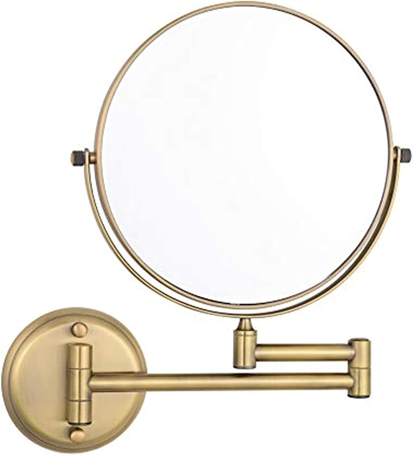 Specchio for il Trucco a Parete, Specchio da Barba ingranditore in Ottone da 8 pollici Specchi da toeletta Bifacciali Girevoli Allungabili Pieghevoli for Bagno