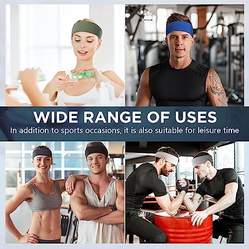 Image of 18 Pcs Sports Sweatbands for Men Women Camo Headbands Workout Non Slip Headbands Breathable Head Band Fitness Stretchy Unisex Hairband for Yoga Running Cycling Ball