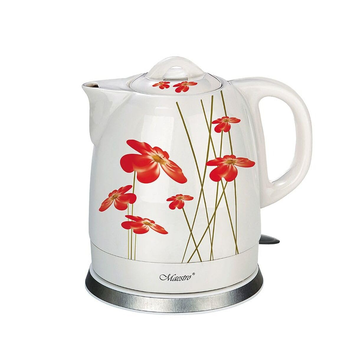 Maestro Feel MR-066-RED FLOWERS electric kettle 1.5 L 1200 W Red White