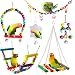 7 Pcs Bird Parrot Toys, ESRISE Hanging Bell Pet Bird Cage Hammock Swing Climbing Ladders Toy Wooden Perch Chewing Toy for Small Parrots, Conures, Love Birds, Small Parakeets Cockatiels, Macaws, Finche