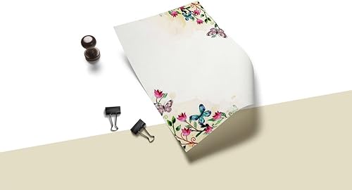 Miniatura 5 de 100 papeles de escritura de papelería, con bonitos diseños florales, perfectos para notas o escritura de cartas, tulipanes
