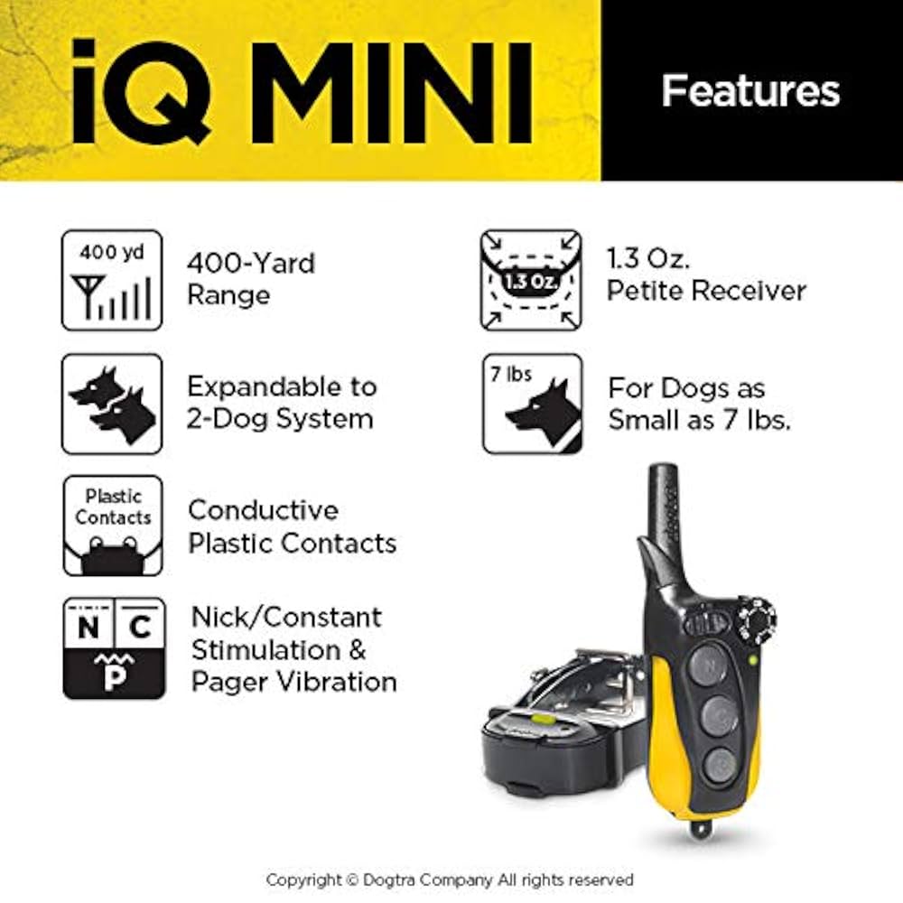 ドッグトラ Dogtra IQ ヤード トレーニング カーラー 小型犬用 Amazon.com: Dogtra IQ Mini Small Dog Remote Training System