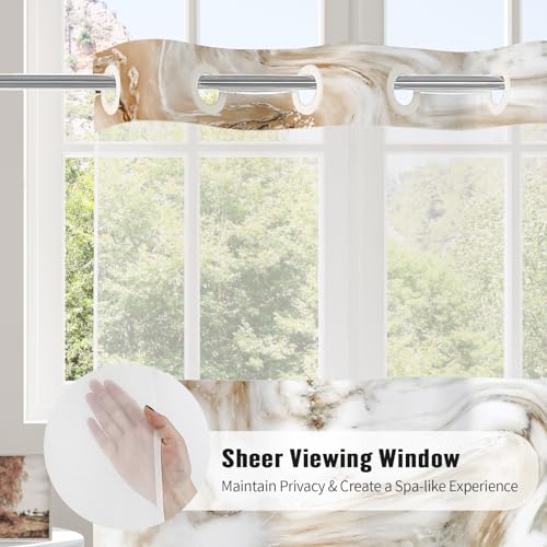 MitoVilla No Hooks Required Brown Shower Curtain Set with Snap-in Liner, Modern Abstract Marble Shower Curtains for Luxury Hotel Grade Spa-Like Bathroom Decor, 72 x 74 by MitoVilla - Image 3