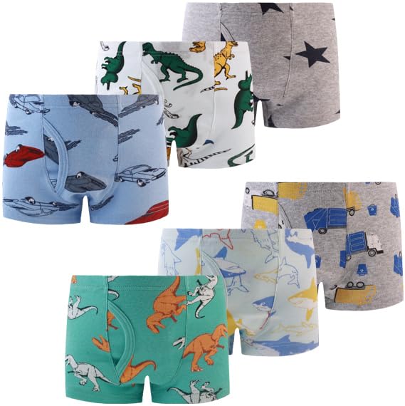 Demifill Boys Boxer Briefs 100% Cotton Monster Car Underwear Toddler Boys Dinosaur Shark Undies