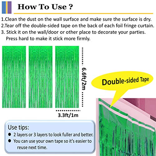 3PC Green Foil Fringe Curtains Party Decorations, Tinsel Backdrop Party Streamers Decorations, Foil Curtain Backdrop for Parties, Tinsel Backdrop Curtains Streamer Backdrop for Christmas Decorations 3 3PC Green Foil Fringe Curtains Party Decorations, Tinsel Backdrop Party Streamers Decorations, Foil Curtain Backdrop for Parties, Tinsel Backdrop Curtains Streamer Backdrop for Christmas Decorations - Image 4