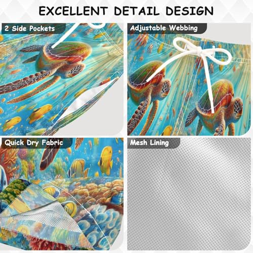 Sea Turtle Blue Boys Swim Trunks Quick Dry Toddler Swimsuit Boy Board Shorts Bathing Suits Swimwear XS3