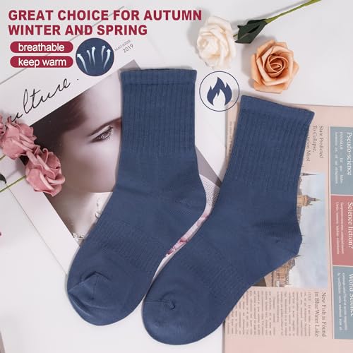 Image of Cotton Crew Socks for Women, Thin Ankle Tube Socks for Dress Trouser Clothes