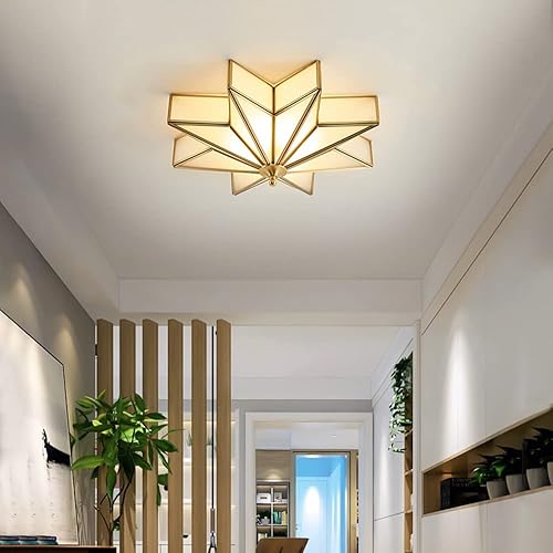 Miniatura 2 de MIXL Lámpara de techo empotrada en forma de estrella, 4 luces, estilo de mediados de siglo, lámpara de techo con pantalla de vidrio esmerilado