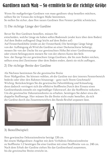 Sun World Gardinen nach Maß Voile, Vorhänge nach Maß, Vorhang nach Maß, Gardinen Maßanfertigung, Vorhang auf Maß, Faltenband, Universalband