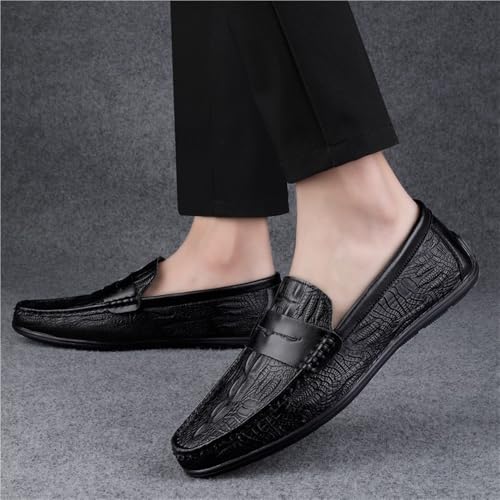 Mens Moccasins Shoe Leather Evening Tuxedo Round Toe Solid Color Non Slip Shoe Slip-on3