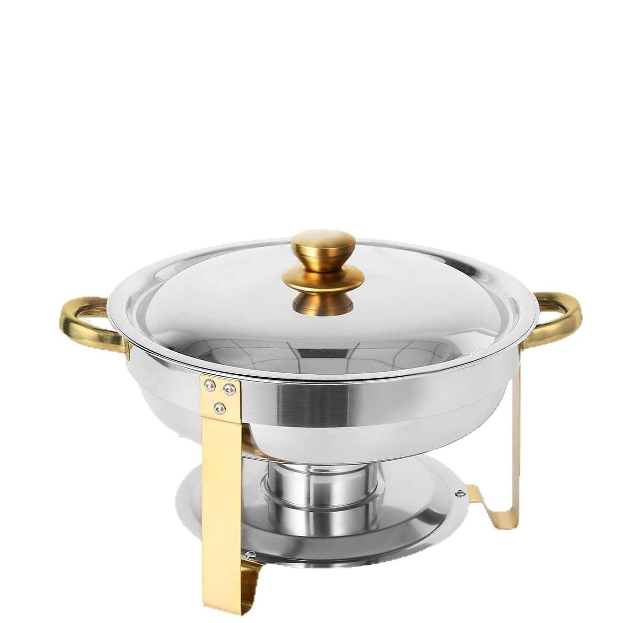 scaldavivande Scaldavivande for Buffet da 4,5 Litri Confezione da 1 scaldavivande for Feste Buffet in Acciaio Inossidabile Rotondo con Coperchio in Acciaio Cucina(Gold)