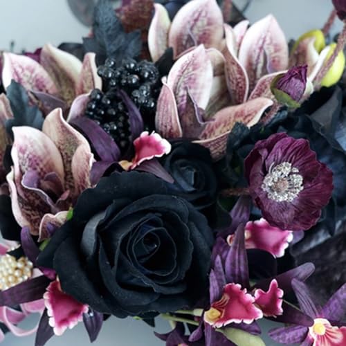 Ramo artesanal vintage de orquídeas mariposa de seda miniatura 7